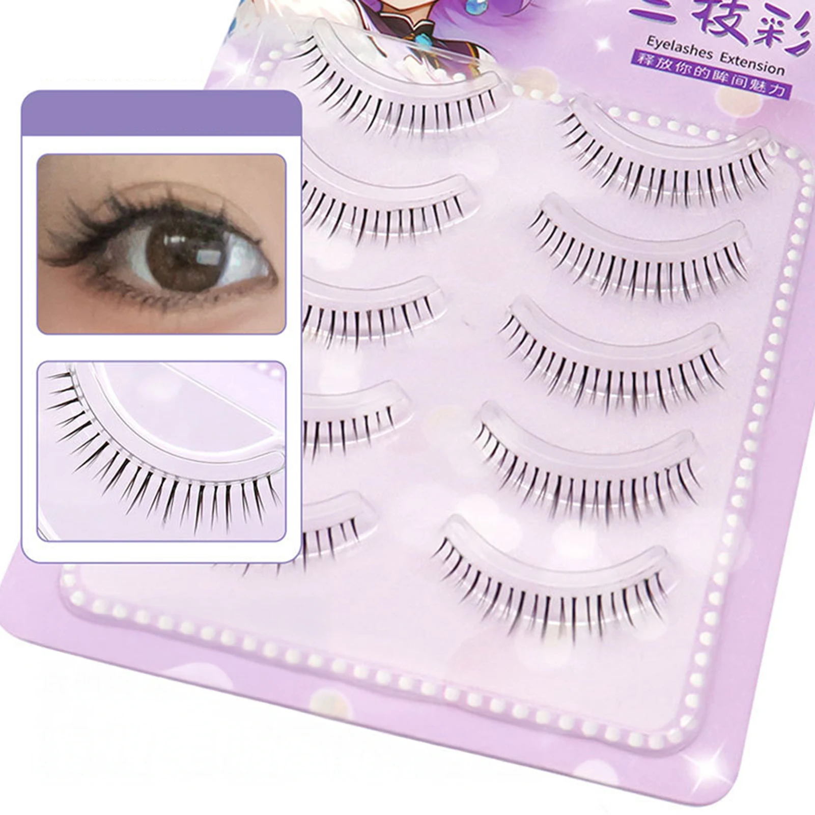 Description Picture 4 of itemNatural False Lower Lashes full strips Korean style Makeup Look natural Wispy Individual Eyelash Extensions daily eyelashes