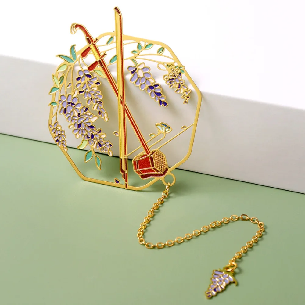 고전 중국 스타일 책갈피, 얼후 금속 술과 합금, 악기 북 클립, 학생