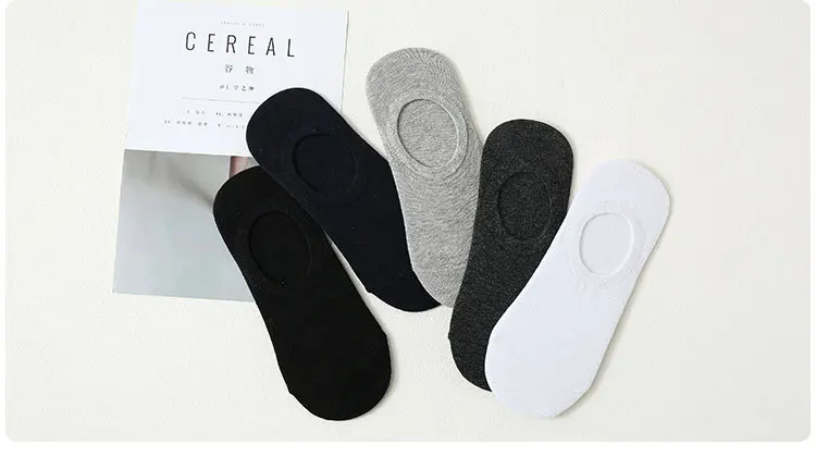 5 Pairs Unisex Invisible Boat Socks Summer Breathable Plain Color Soft Ankle Socks Casual Business Sport No-Show Socks