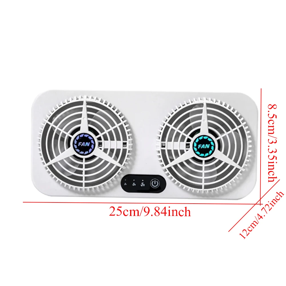 Car Dual-Head Car Exhaust Fan 3 Gear Speeds Adjustable USB Charging Cooling Tool Ventilation Fan For Accessories