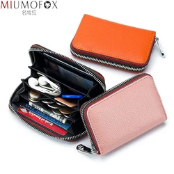 Candy Colors Women Wallet Coin Purse Japanese Style Genuine Leather Mini Change Purse Rfid Zipper Card Holder Men Short Wallets