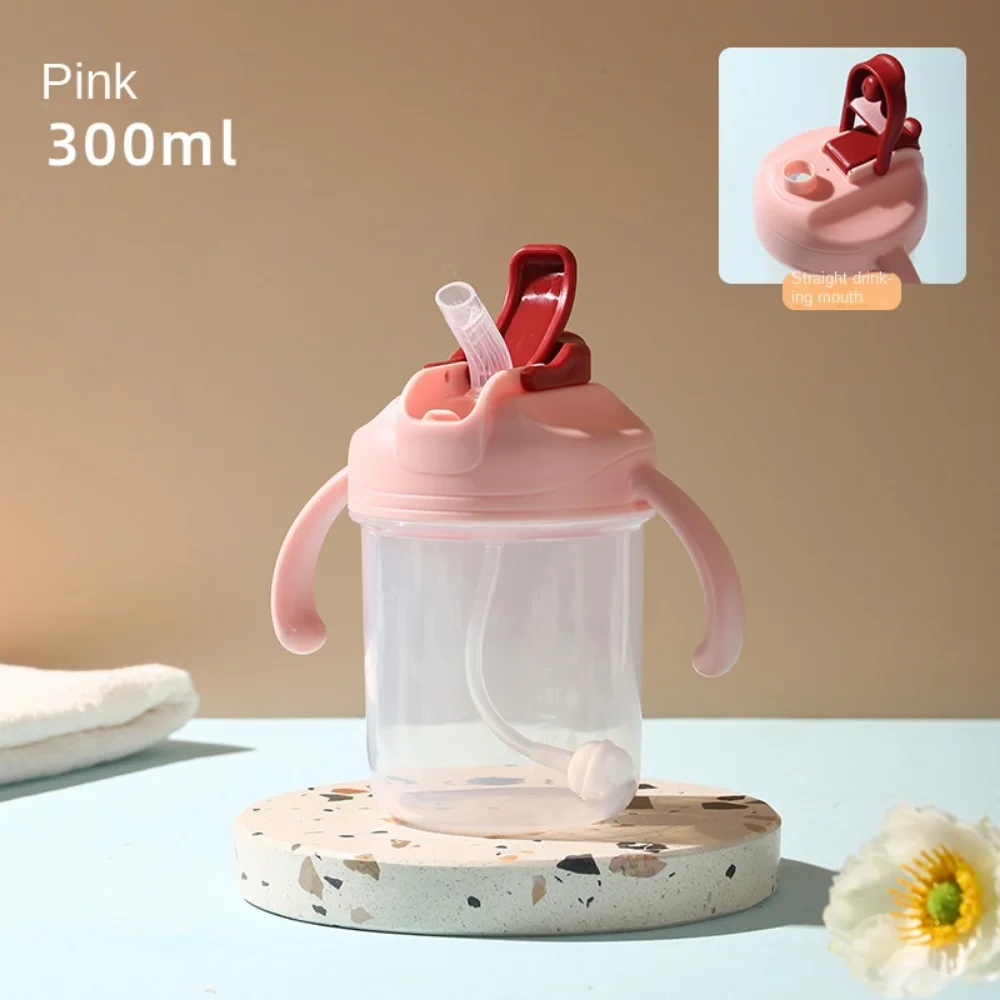 누수 방지 용 물병 휴대용 이중 손잡이 학습용 물통 분리형 이중 용도  빨대컵 우유컵