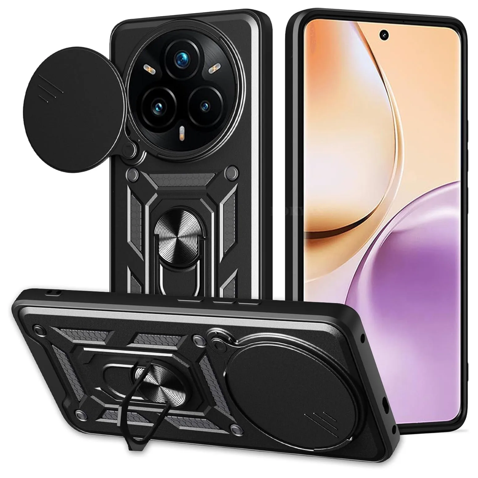 Enhanced Armor Case with Lens Protection and Ring Magnetic Holder