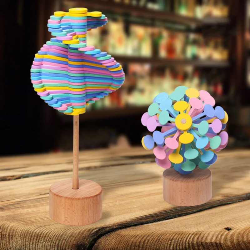 Wooden Spin Lollipop Fidget Toy-Sensory Educational Decompression Toy-Anxiety Stress Relief,A Durable