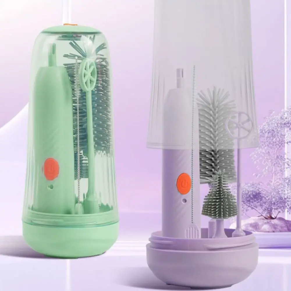 Silicone Baby Bottle Straw Cleaner Flexible Brushes Long Handled Electric Bottle Brush Waterproof Cleaning Brush Set