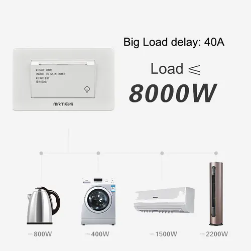 에너지 절약 스위치용 삽입 카드, 모든 카드, 125K ID, 13.56M IC 카드, 고출력 220V, 8000W, 40A, 15 초 시간 지연, 10 개 6