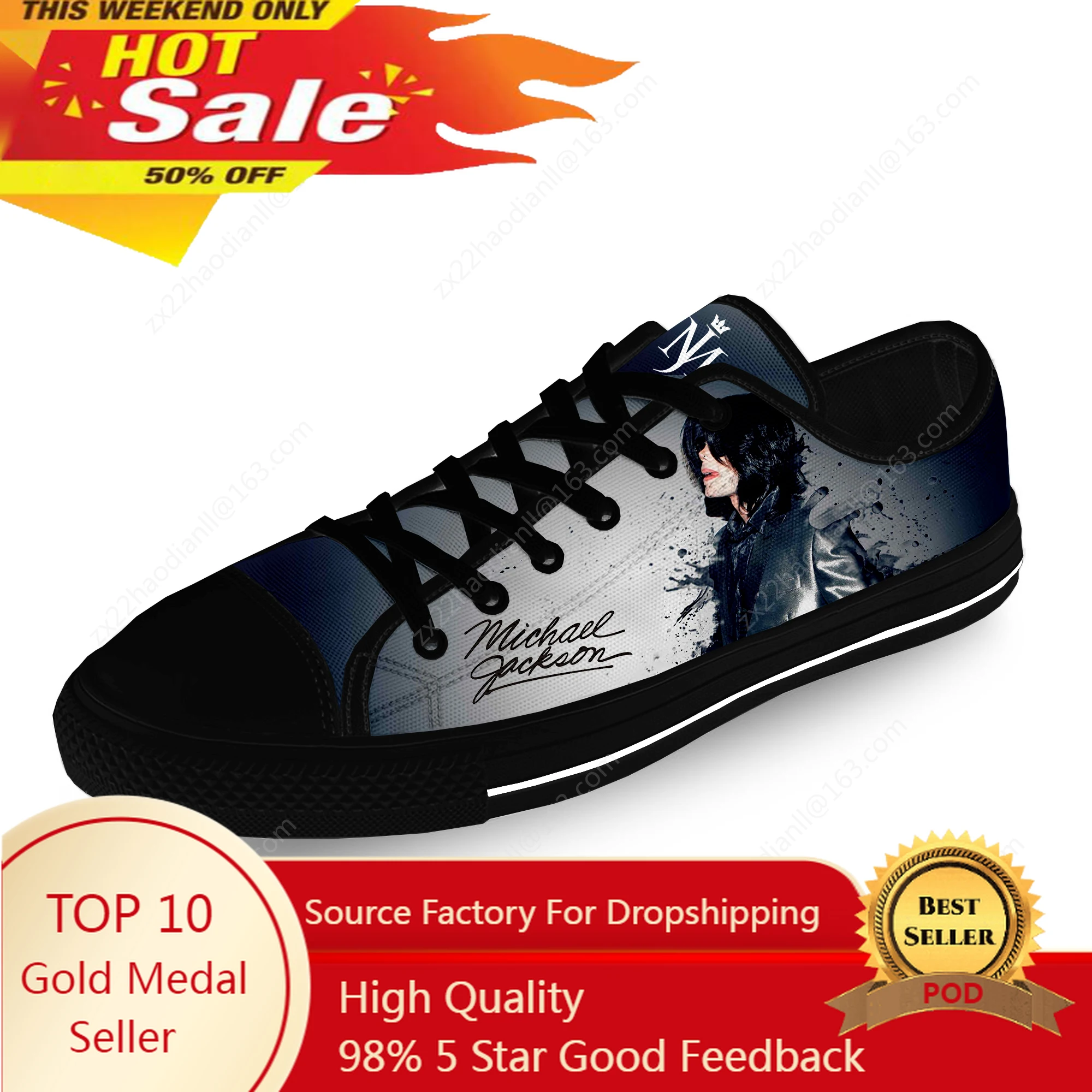 Michael Jackson Cool Funny Casual Cloth 3D Print Low Top Canvas Fashion Funny Shoes Men Women Lightweight Breathable Sneakers