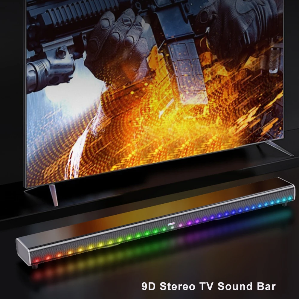 Home Theater Stereo Sound Bar Con Luce Rgb 10 Unità Audio Ingresso Aux Coassiale Family Cinema Wireless Bluetooth Echo Wall Per Tv