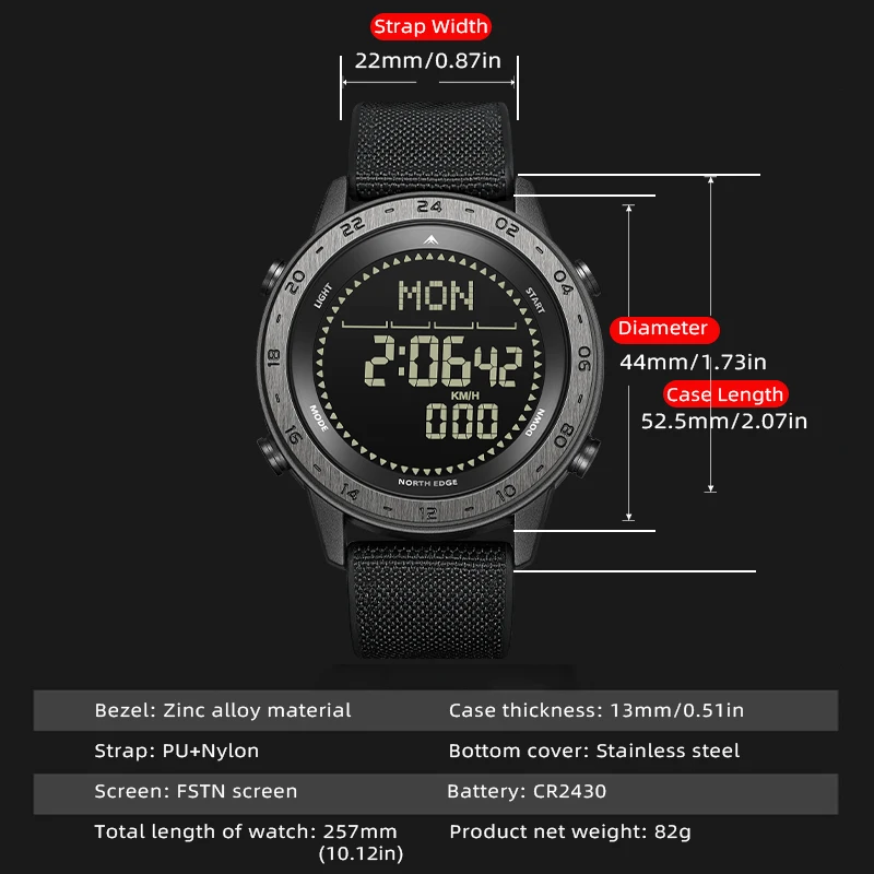 NORTH EDGE TANK Men's Digital Militray Watches Outdoor Sports