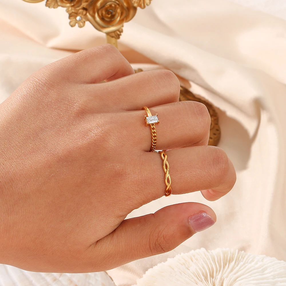 Adjustable Diamond Chain Ring Rose Gold
