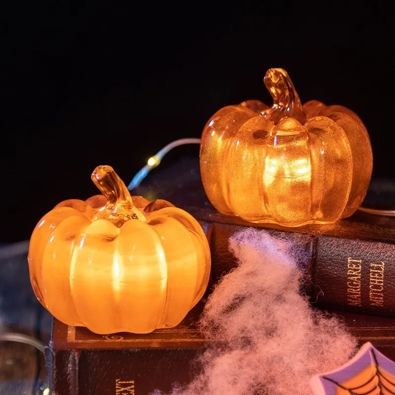 LED Pumpkin Light Halloween Decor -Glowing Plastic Tabletop Ornament,Spooky Jack-o-Lantern Decoration for Party&Festive Displays