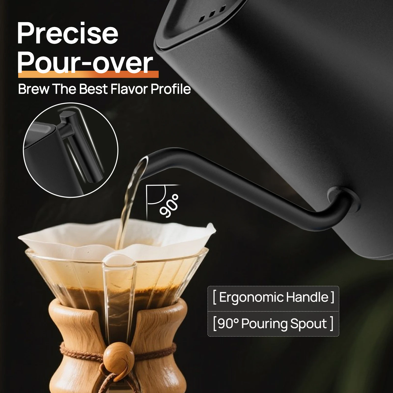 1000ml Gooseneck Electric Kettle - 1200W Digital C...
