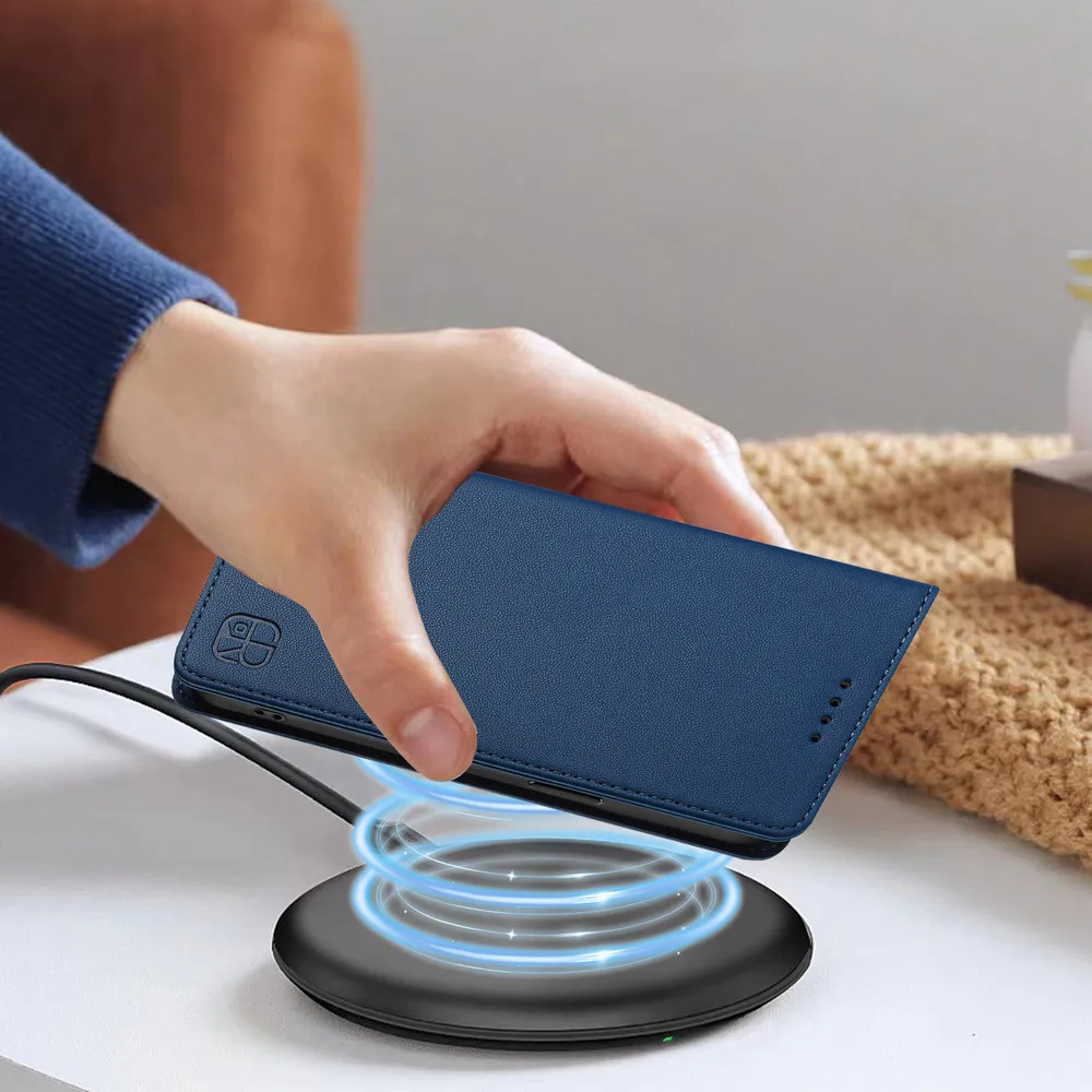 Magnetic Leather Wallet Flip Case with 360° Protection