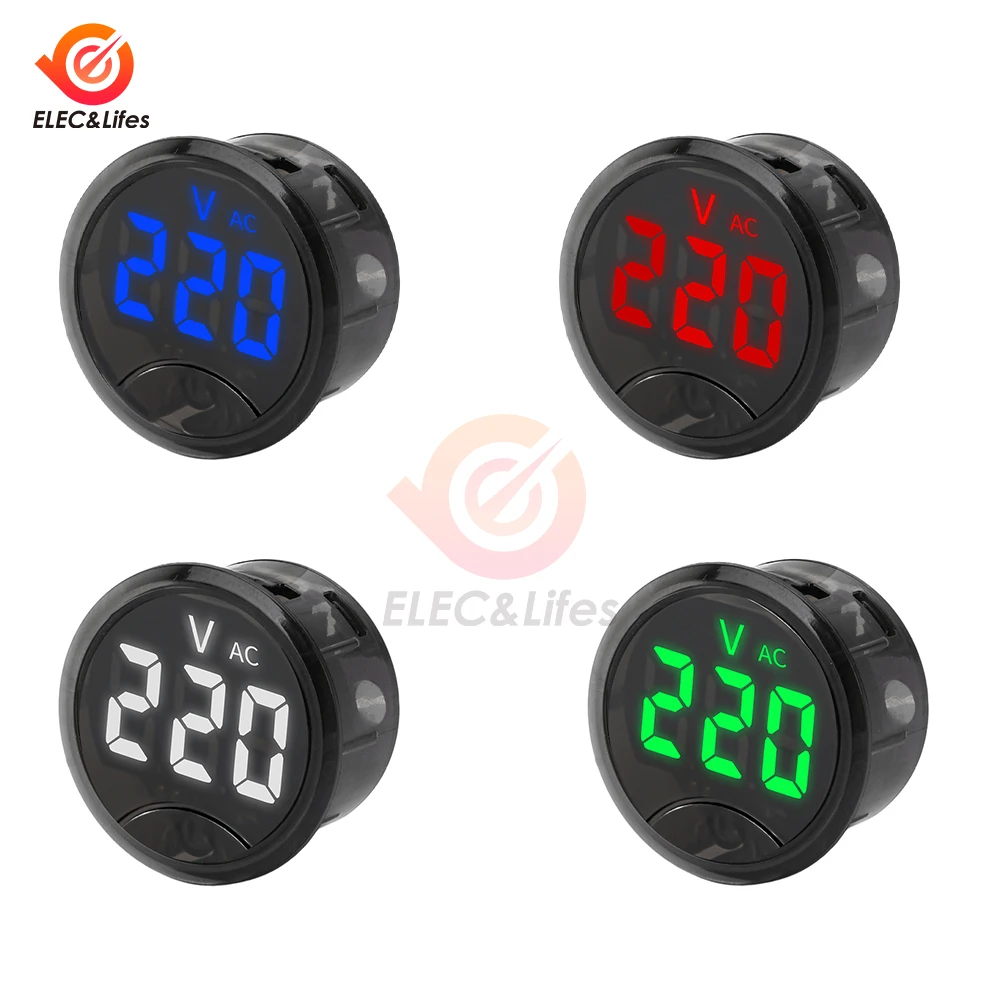 

AC 110V/220V Universal Round LED Household Digital AC Voltmeter Indicator Voltage Tester Volt Measurement Range: 50-265V