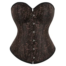 Steampunk Corselet Women Lace Up Boned Bustier Top Corset Brown Slimming Body Shapewear