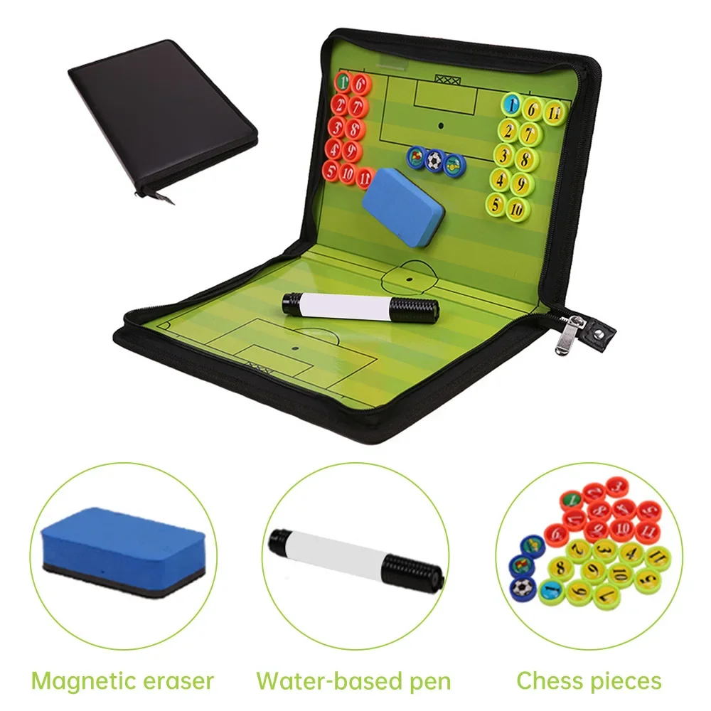 Coach Board Magnetic Zipper Soccer Tactical Board Foldable Strategy With Pen Clipboard