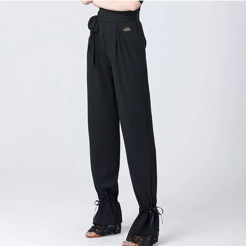 Dance Pants Elastic Waist Latin Dance Practice Pants Shrinking Lace Trousers Ballroom Dance Ladies Pants Women Clothing
