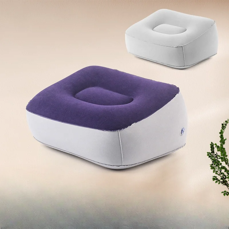 Inflatable Foot Rest Pillow for Travel Essentials Airplane Train Car Home Office Cushion Stool 1