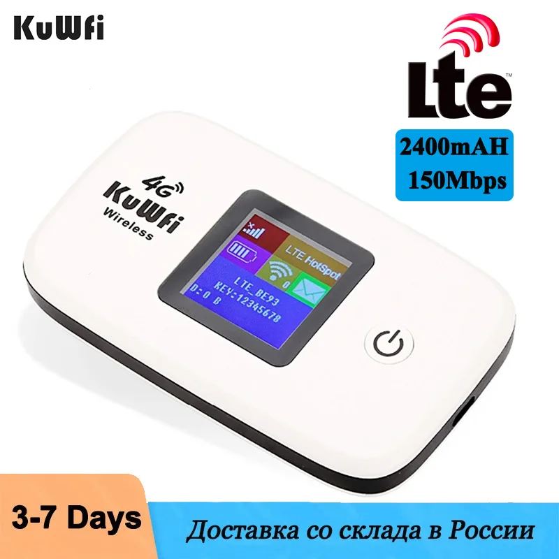 Kuwfi Mobile Hotspot Router 4g 150mbps Lte Router 2400mah Battery High Speed Internet Hotspot Portable Wifi Router For Travel - 3g/4g Routers - ...