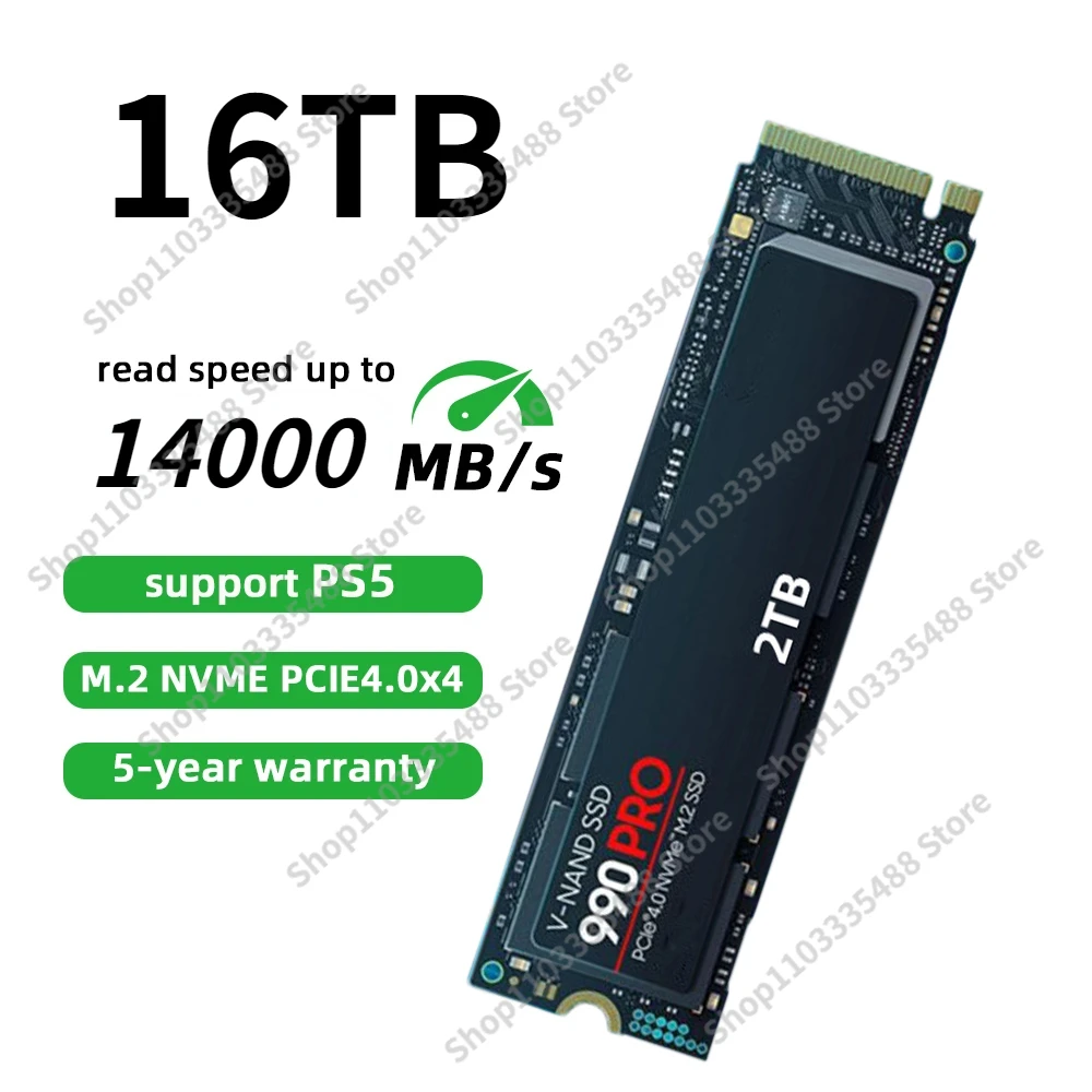 

990 PRO PCIe 5.0X4 SSD M2 Nvme M.2 2280 4TB 2TB Internal Solid State Drive 1TB HDD Hard Disk for PS5 Desktop Laptop PC PS5 PS4