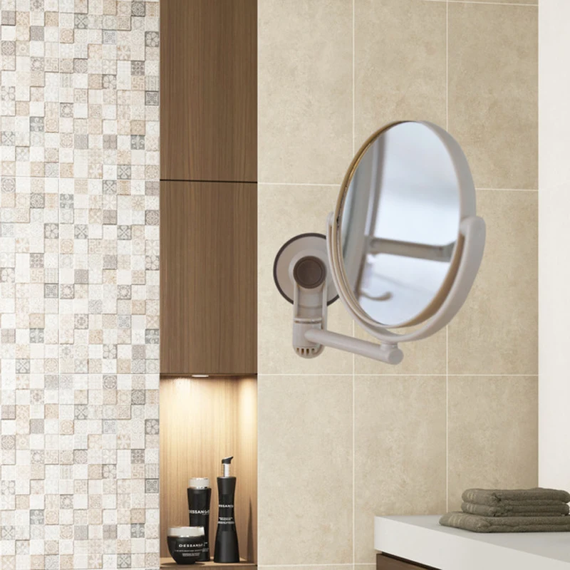

Bathroom Double-Sided Makeup Mirror Hotel Bathroom Rotating Beauty Mirror Sticky Disk Wall-Mounted Suction Cup Round Vanity Mir