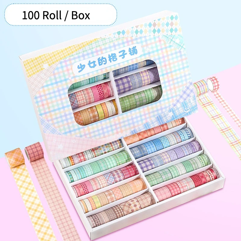 100 Roll/Box of Washi Tape Vintage Colorful Flower Masking Tape Set Scrapbook Bullet Diary Stickers Adhesive for Girls Children plush cover notebook lock design cartoon notebook decorative diary scrapbook children notebook