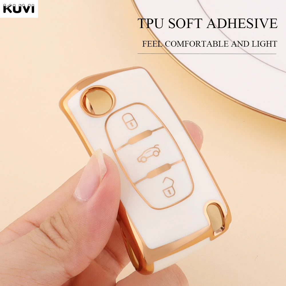 Key Case Cover Fashion TPU Car Flip Key Case Cover Bag For Peugeot 107 207 307 308 407 607 3008 5008 Citroen Xsara Picasso C5 C6 C8 Accessories