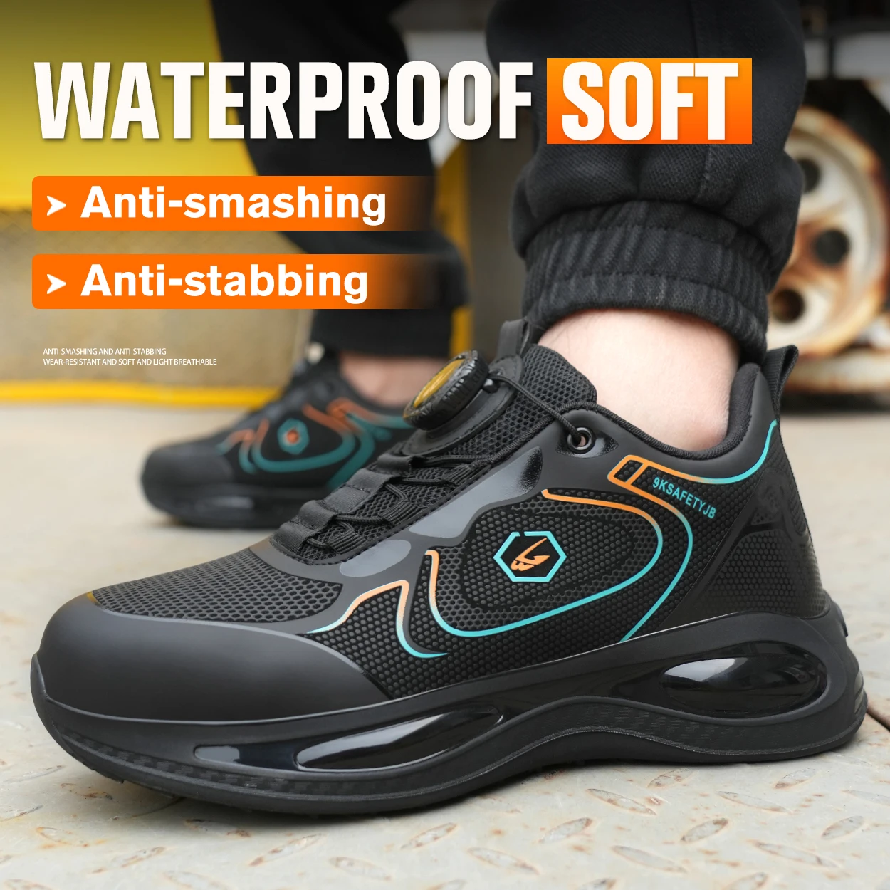 Мужские кроссовки для защиты от проколов, Рабочая обувь со стальным носком, водонепроницаемая безопасная, летняя Рабочая обувь