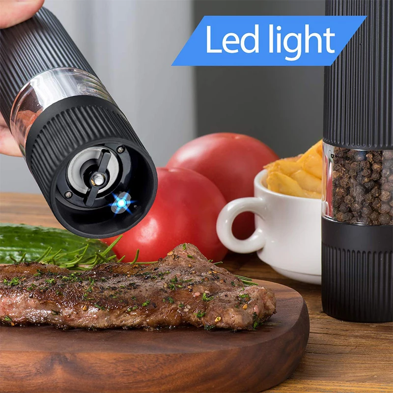 Electric Automatic Mill Pepper And Salt Grinder With LED Light Adjustable Coarseness Spice Grinder Kitchen Cooking Tool