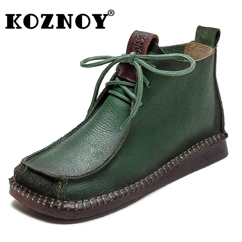 

Женские ботильоны из натуральной коровьей кожи, в стиле ретро