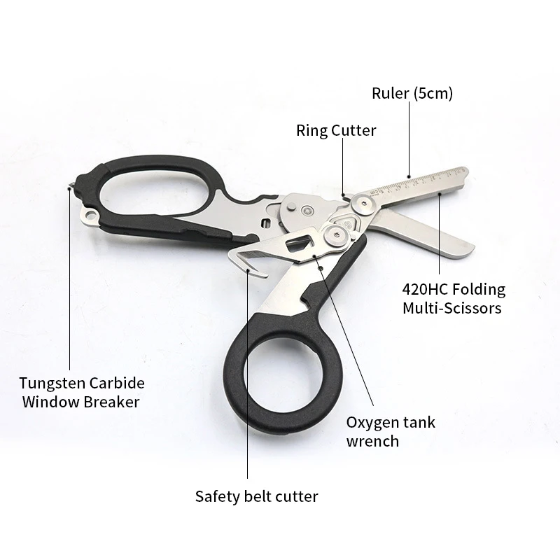 NEW Multifunction Scissors Raptors First Aid Expert Tactical Folding Scissors Outdoor Survival Tool Combination Tools 5