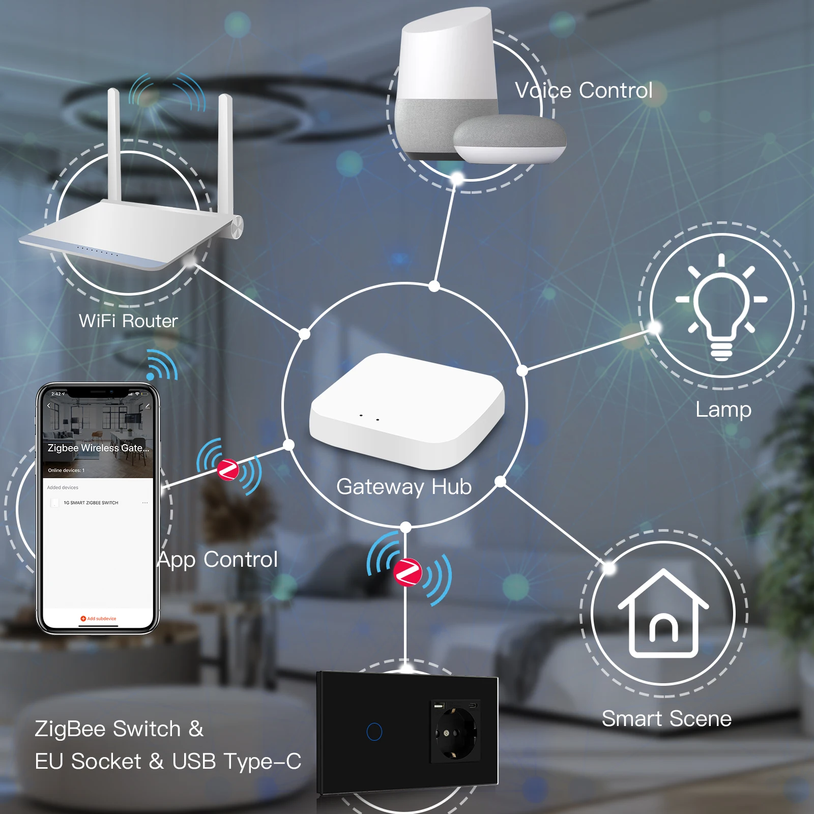 interruptor de luz bseed zigbee interruptor de toque 01