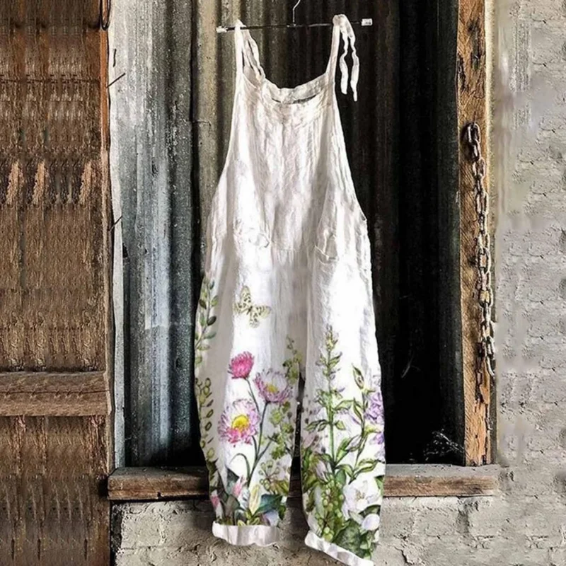 Harajuku Fashion Wide-leg Jumpsuit 2023 New Pants Casual Printing Vintage Jump Suit One-piece Women Summer Oversize Jumpsuits