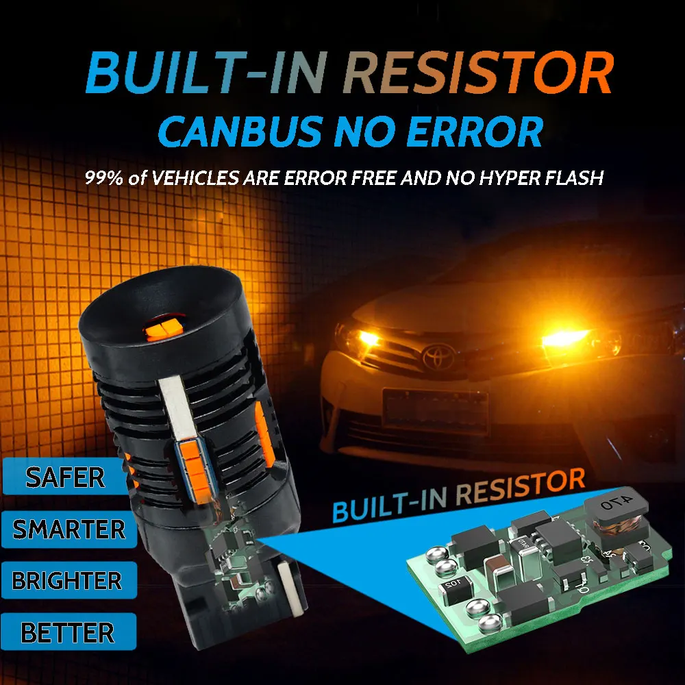 ���� ���õ�� �ڹ� LED ����, CANBUS ���� ����, ������ �÷��� ������ ���� ����, T20 7440, PY21W, BAU15S, 2800LM 500% �� ����