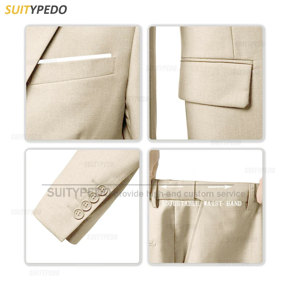 Men Formal Slim Fit Elegant 3Piece Suit (Blazer Vest Pants) - Image 12