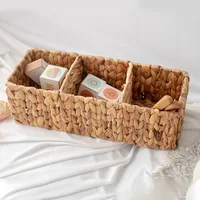 Handmade Woven Three Compartment Storage Basket Desktop Storage Basket Storage Basket Gourd Grass Rattan Woven Storage Basket 2