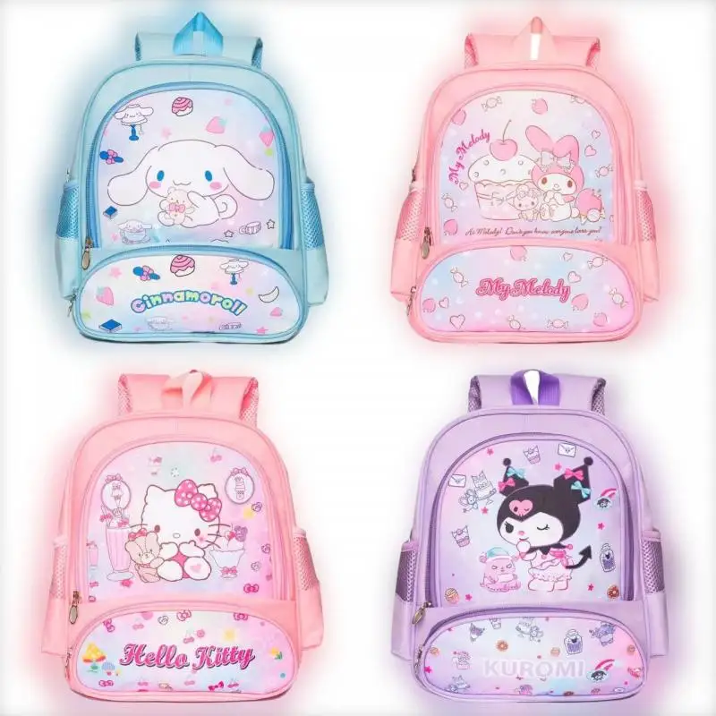 

Cartoon Sanrio HelloKitty Backpack Kawaii Kuromi Cinnamoroll My Melody Kid Anime Large-Capacity Leather School Bag Holiday Gift