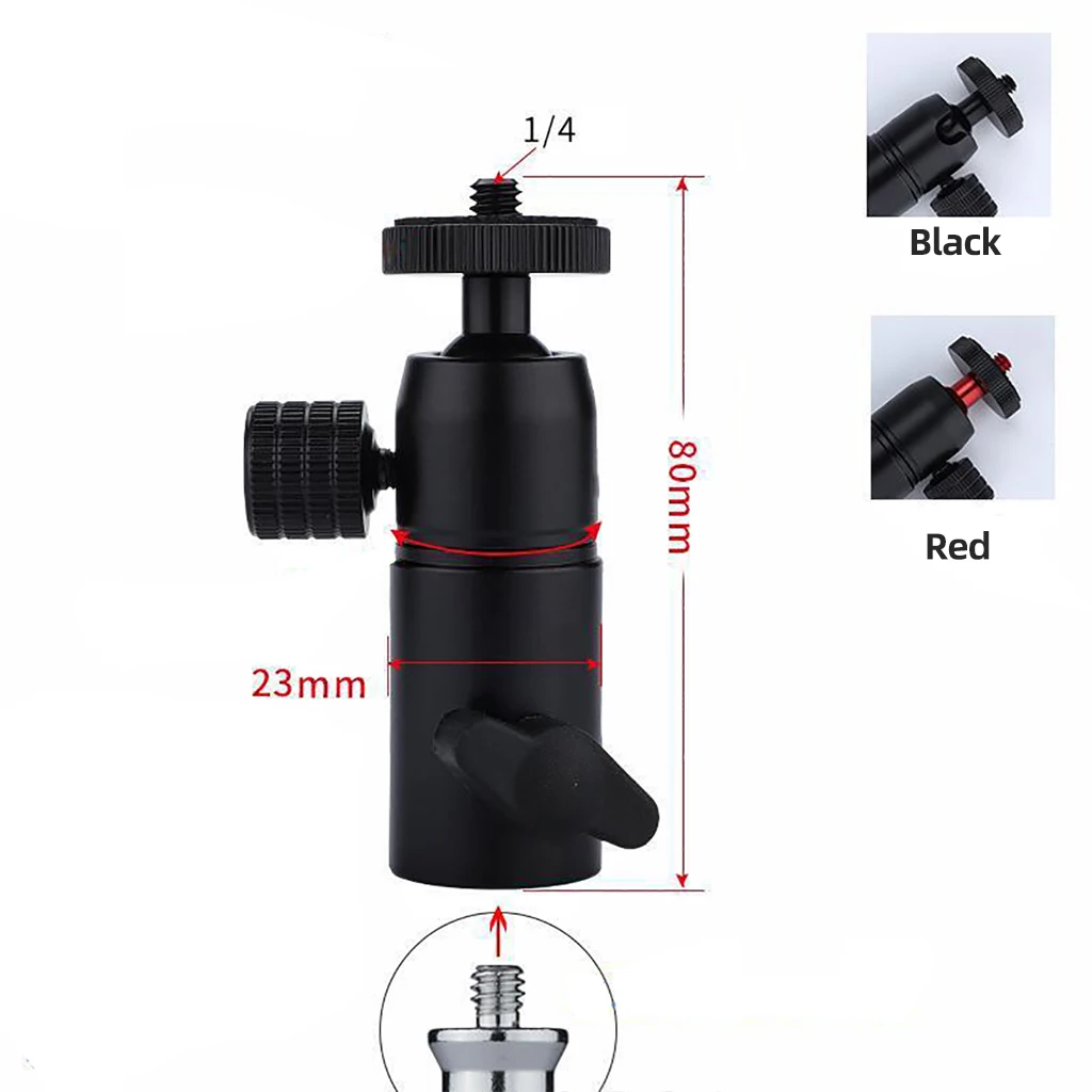 Flash Tripod Adapter Mount Bracket Ball Head Support 1/4" Screw Aluminum Alloy for Mobile Phone DSLR Camera Light Stand Holder