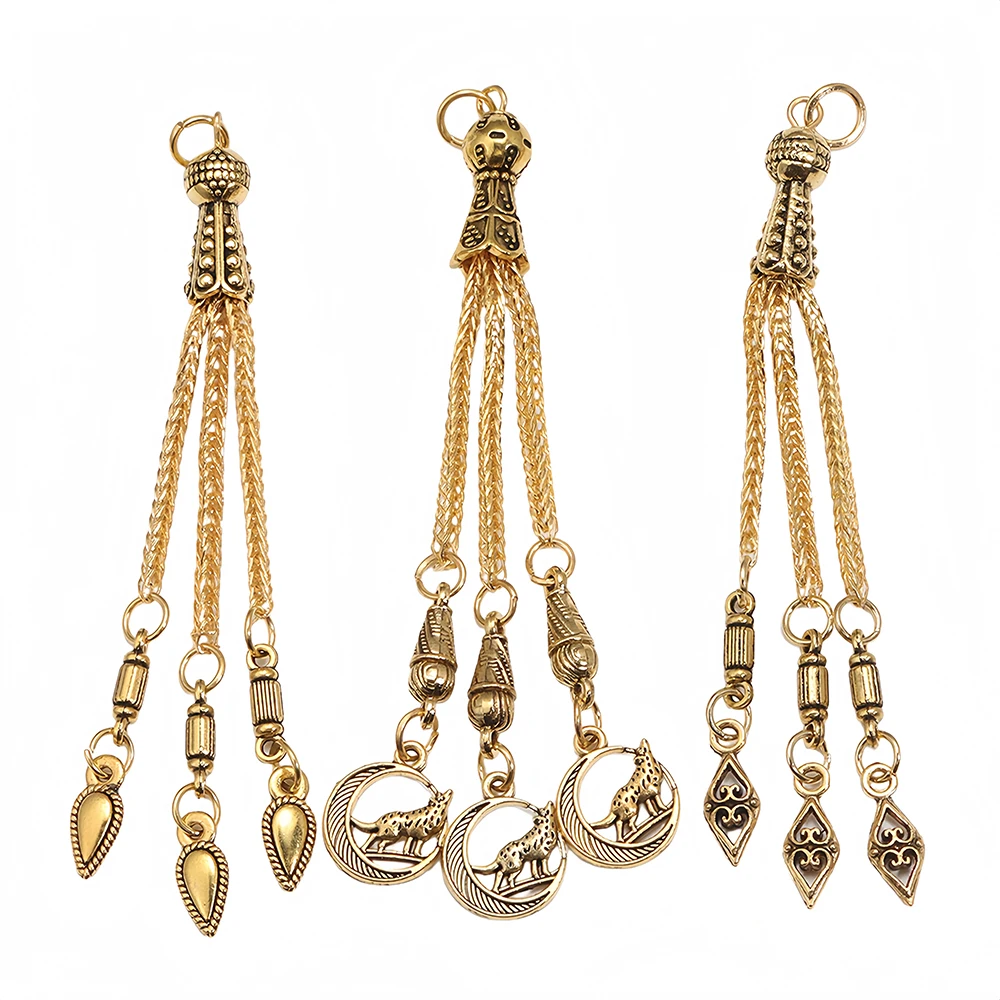 3 Teile/los Alte goldene Mond Sterne Wolf Gebet 33 Quaste Anhänger Für DIY Handgemachte Gebet Perle Stecker Zubehör Entdeckt – Detail 16