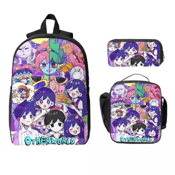 3Pcs Omori Funny Video Games Backpack Set for Kids Pencil Boxes Bookbag Sets with Lunch Box For School Students Daypack 1