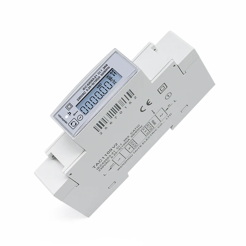 100A 단상 230V Din 레일 미터 전기 Kwh 미터 다기능 에너지 미터 RS485 Modbus RTU 미터 TAC1100