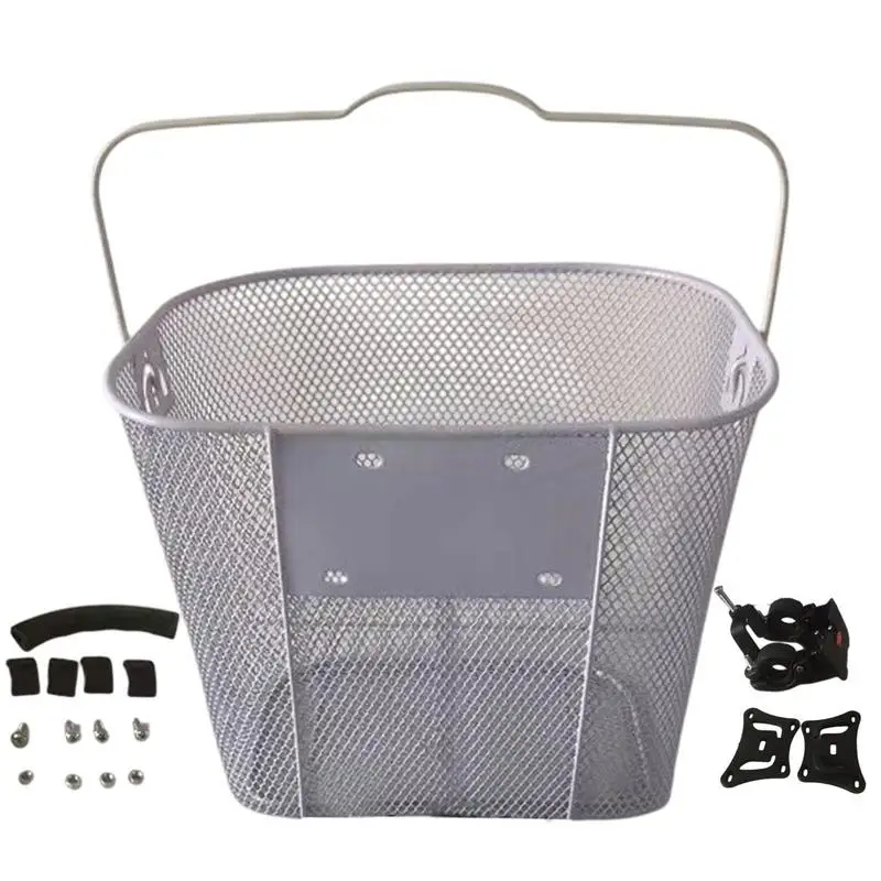 

Bike Front Storage Basket Detachable Metal Quick Release Ebike Basket Scooter Basket With Fixed Holder Quick Release Metal Ebike