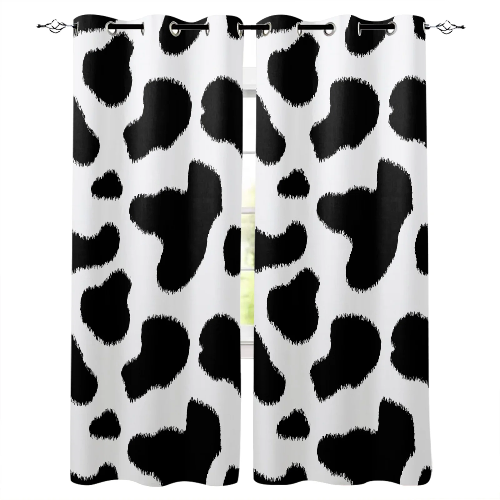 

Cow Fur Pattern Black White Blackout Curtains Window Curtains For Bedroom Living Room Decor Window Treatments