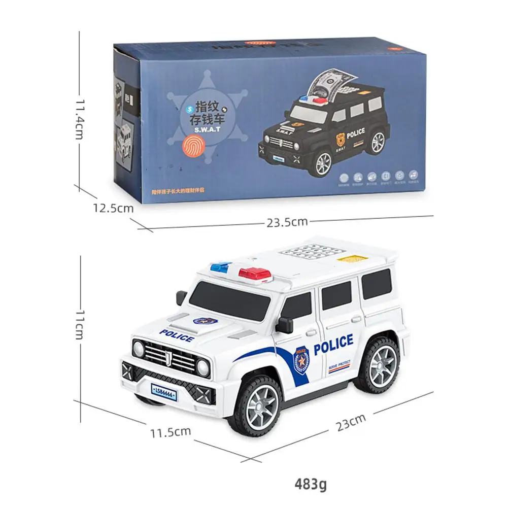 SWAT Car Model Piggy Bank Fingerprint Password Atm Cash Coin Can Auto Scroll Paper Money Saving Box Children Toys Alcancia