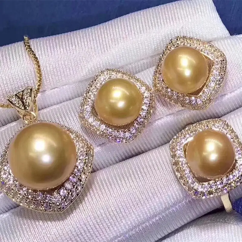 

“New huge AAAA 11-12mm natural Gold south sea pearl necklace 18"925s”