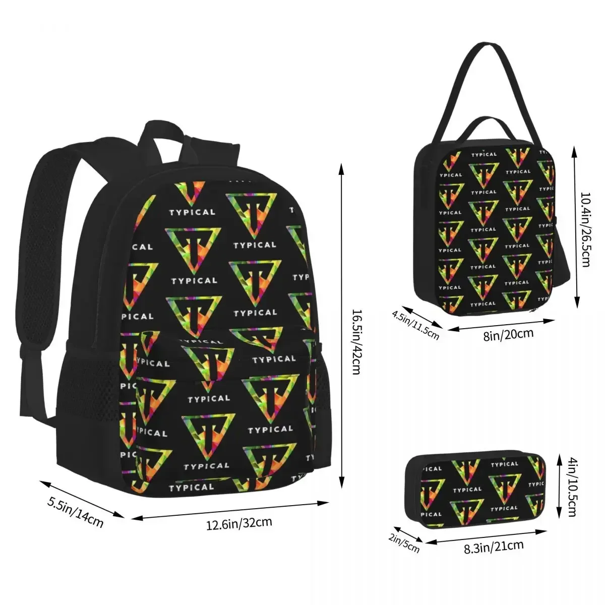 

Typical Gamer Backpacks Boys Girls Bookbag Students School Bags Cartoon Kids Rucksack Lunch Bag Pen Bag Three-Piece Set
