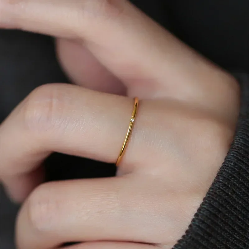 1mm stainless steel Cubic Zirconia Thin Finger Ring Fashion Jewelry Zircon Wedding Ring wedding rings cubic zircon ring finger rings jewelry rings ring jewelry