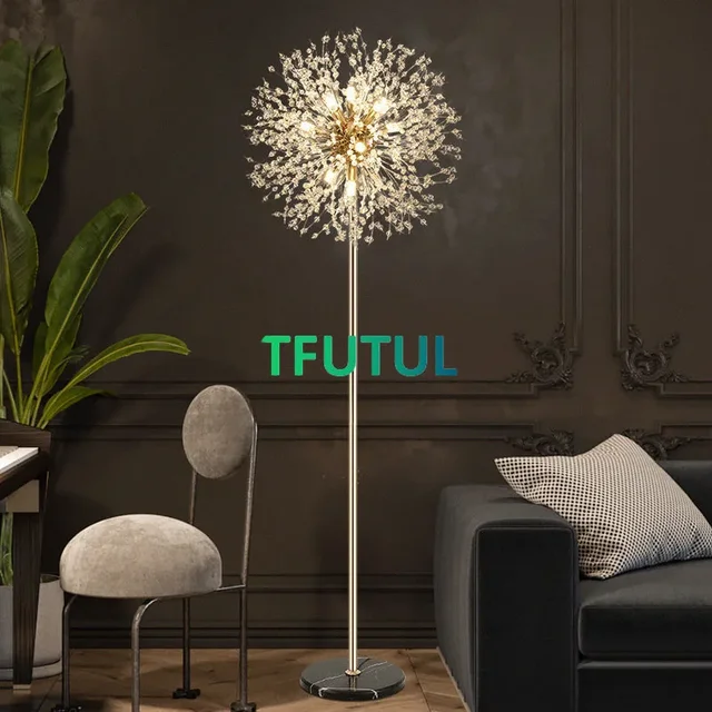 Luxury Crystal Led Floor Lamps Gold Chrome Color Dandelion Standing Light for Living Room Bedroom Beside Lamp Home Decoration