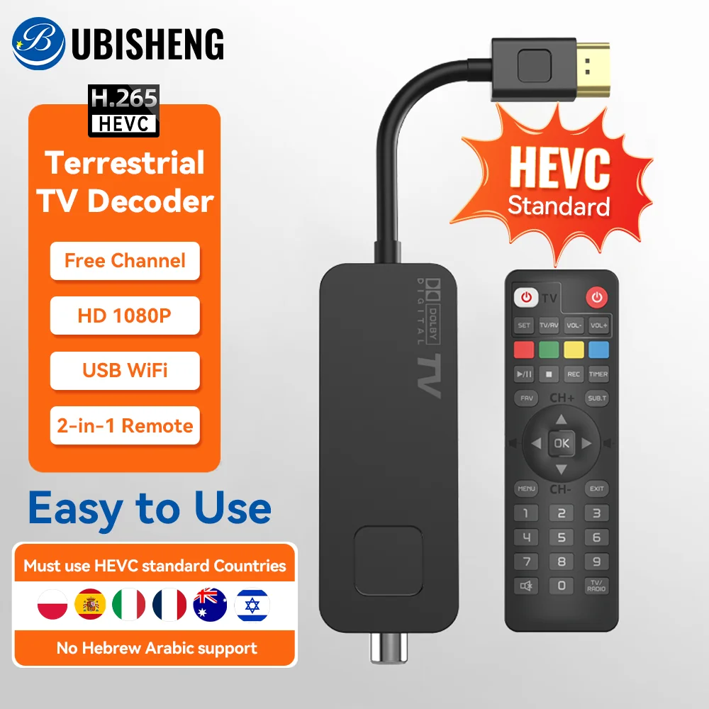 UBISHENG U3mini DVB T2 DVB C Digital TV Decoder HD Free TV Channels 7Days EPG TV Tuner for Spain France Itlay Columbia ect