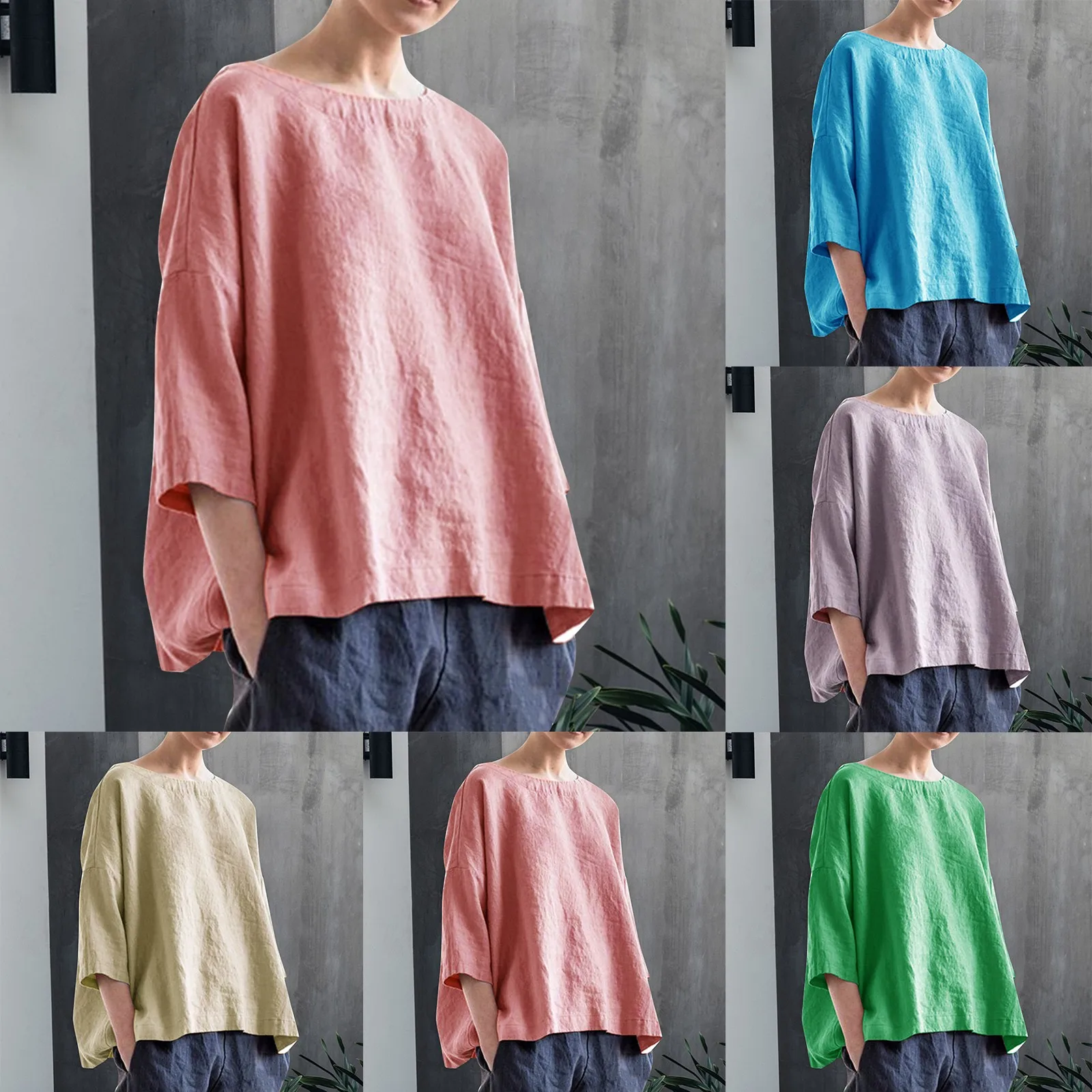 

Summer Cotton Linen Shirts Women Blouse Long Sleeve Solid Female Casual Basic Robe Soft Tunic Oversized Blouse for Women Tops